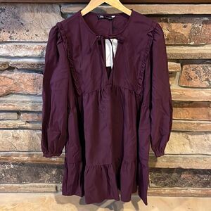 Zara Tiered Purple Long Sleeve Dress